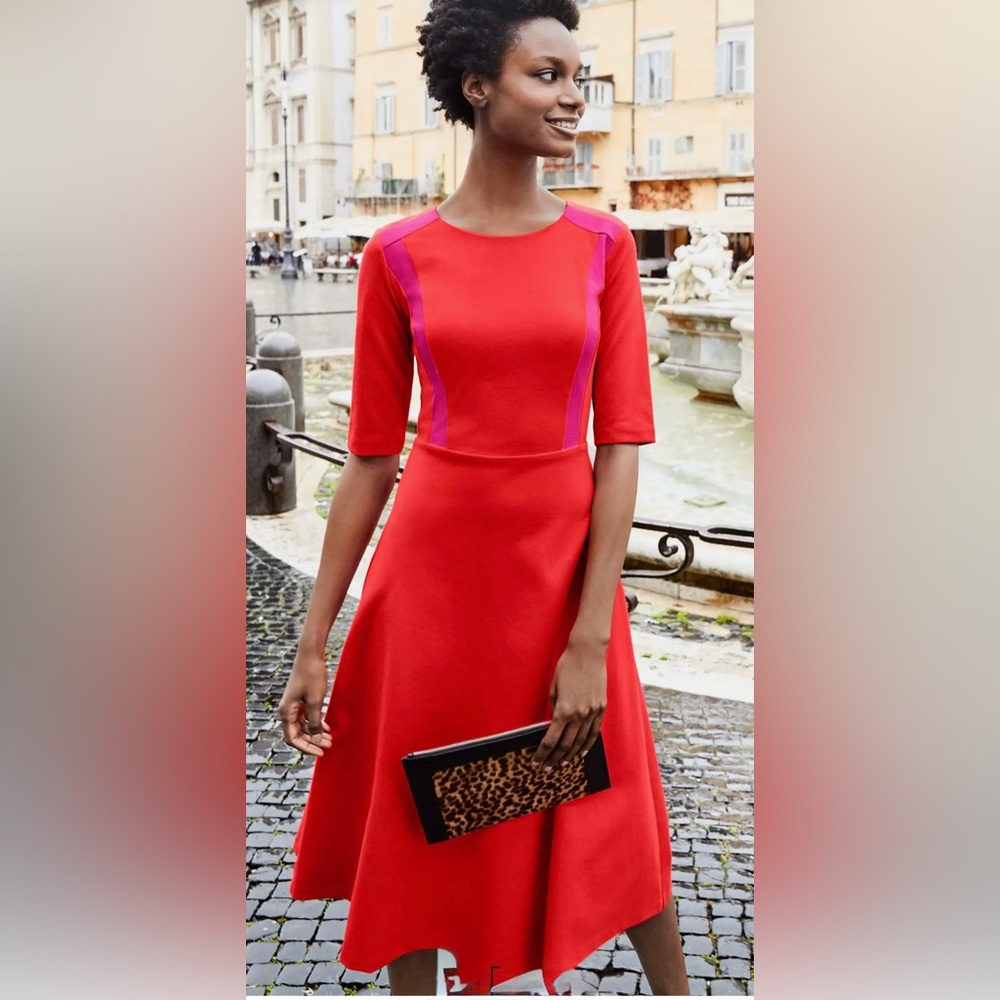 Boden Emily Ponte Fit and Flare Midi Dress